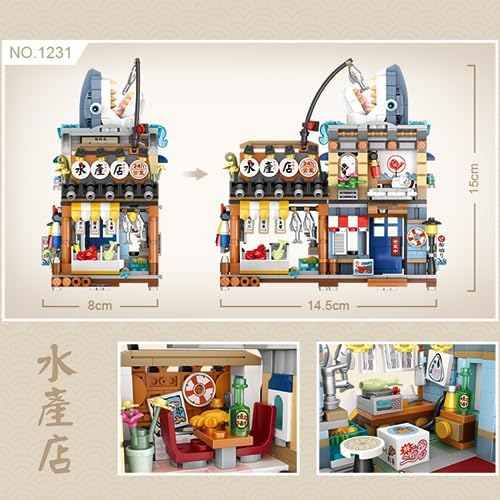 AXSDXA Japanese Seafood Shop 790PCS Mini Building Blocks Set