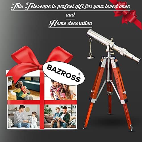 BAZROSS Brass Telescope with Wooden Tripod Stand