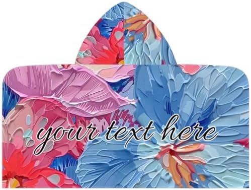Pink Floral Personalized Kids Beach Towel with Hood
