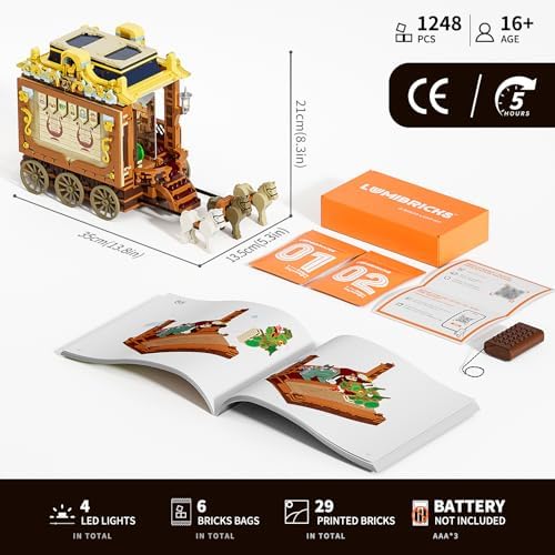 Medieval Troupe Carriage Building Set with LED Lights and Minifigures 1248 Pcs