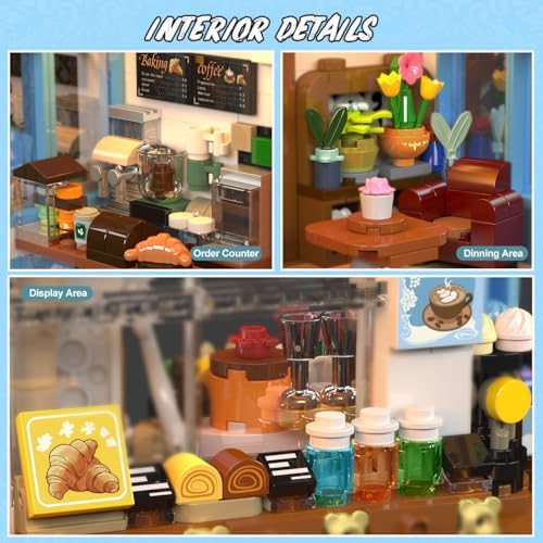 Flower Caf House Building Set with LED Light