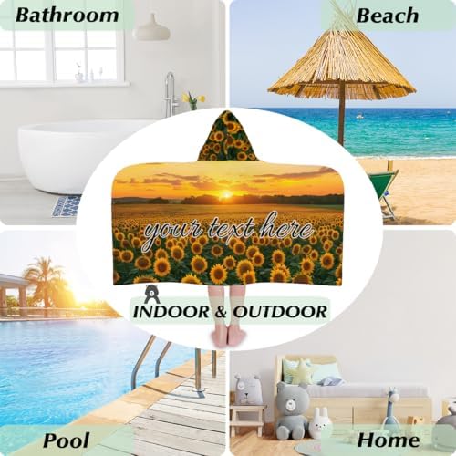 Personalized Kids Hooded Beach Towel for Boys Girls Custom Name Bath Towel