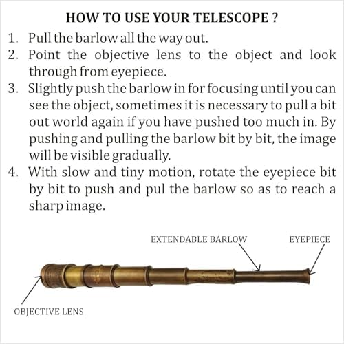 Brass Pirate Telescope with Glass Optics for Collectors