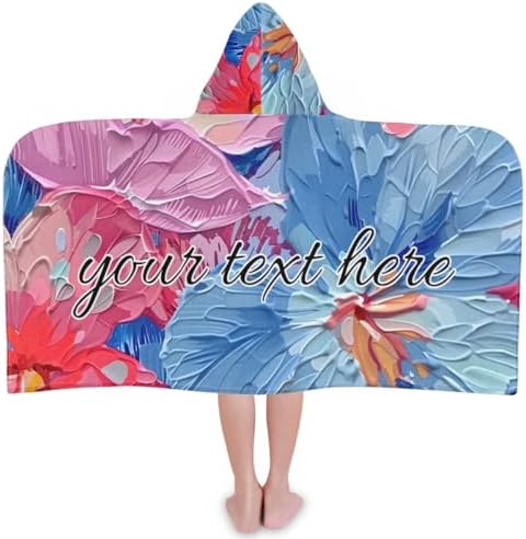 Pink Floral Personalized Kids Beach Towel with Hood