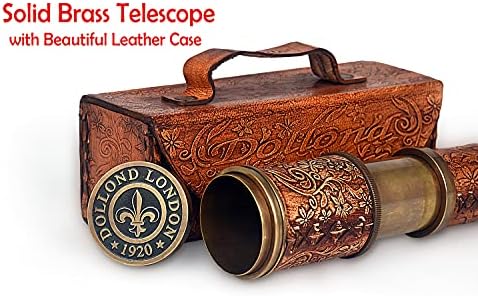 RII Antique Decor Spyglass Pirate Telescope with Leather Case