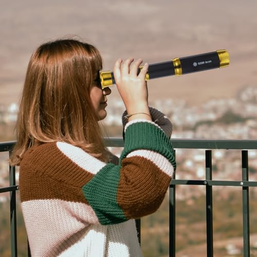 Kids Pirate Telescope - Adjustable 3-Section Handheld Monocular Spyglass Toy for Children