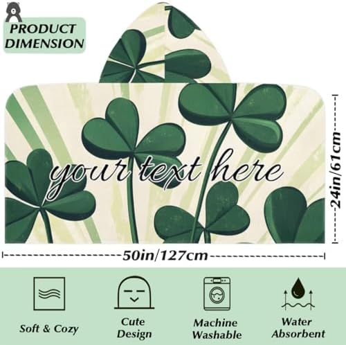 St Patricks Day Personalized Kids Hooded Beach Towel