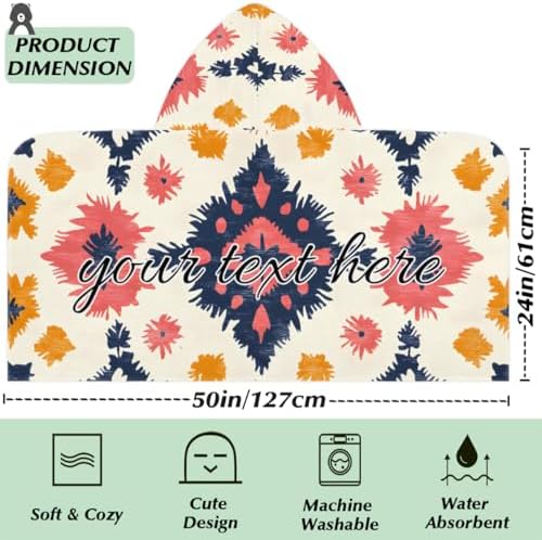 Western Aztec Personalized Kids Beach Towel with Hood