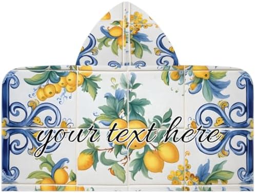 Personalized Blue Lemon Kids Beach Towel with Hood