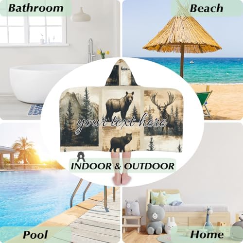 Personalized Kids Hooded Beach Towel with Name 1
