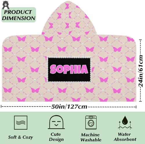 Personalized Hooded Bath Towel with Name for Kids