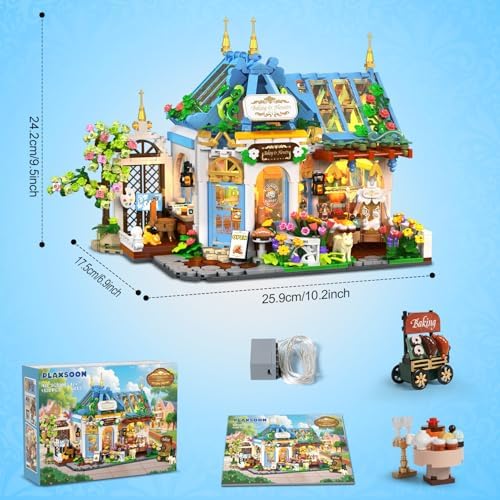 Flower Caf House Building Set with LED Light