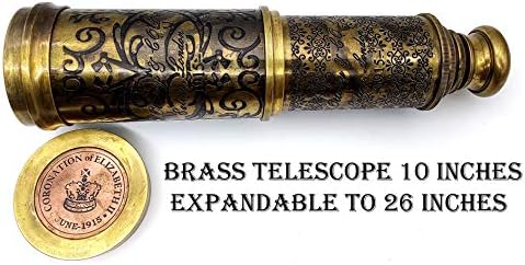 5MOONSUN5 Brass Telescope with Leather Case