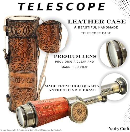 Vintage Brass Telescope with Leather Case