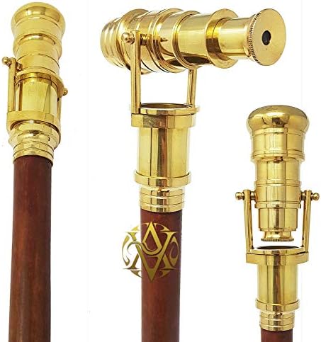 Unisex Wooden Walking Cane with Telescope