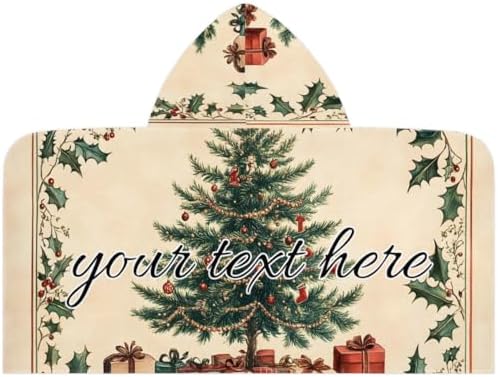 Personalized Kids Hooded Beach Towel with Christmas Trees