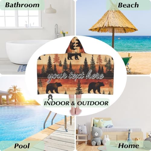 Personalized Kids Bear Beach Towel with Hood