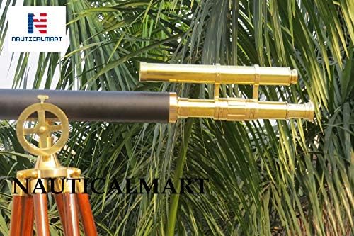 NauticalMart Pirates Navy Floor Standing Telescope Brass Leather Griffith Astro