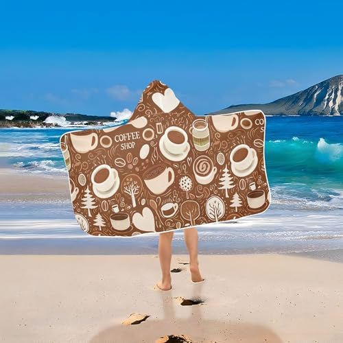 Burbuja Coffee Cups Hooded Bath Towel for Kids