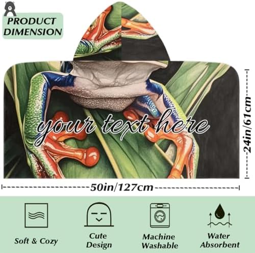 Tropical Forest Tree Frog Personalized Kids Beach Towel