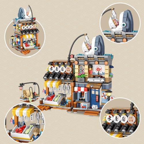 AXSDXA Japanese Seafood Shop 790PCS Mini Building Blocks Set