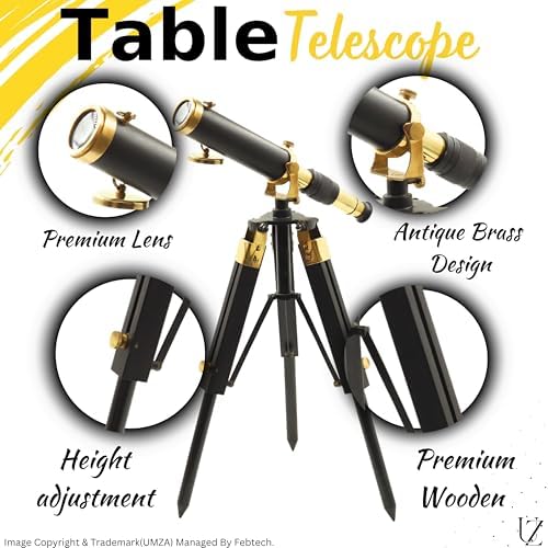 Nautical Desktop Telescope with Brass and Leather Finish