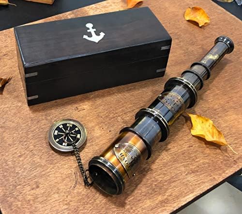 Brass Telescope East India Company 1818 Replica with Leather Case