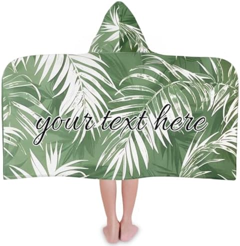 Tropical Palm Leaves Personalized Kids Beach Towel with Hood