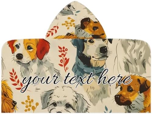 Retro Dogs Leaf Personalized Kids Beach Towel