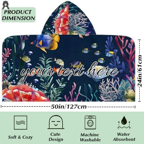 Personalized Kids Hooded Beach Towel with Custom Name