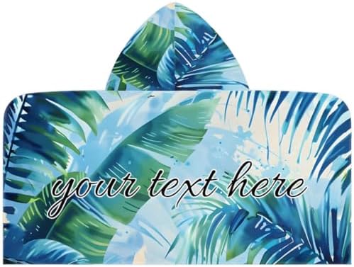 Tropical Green Personalized Kids Beach Towel with Hood