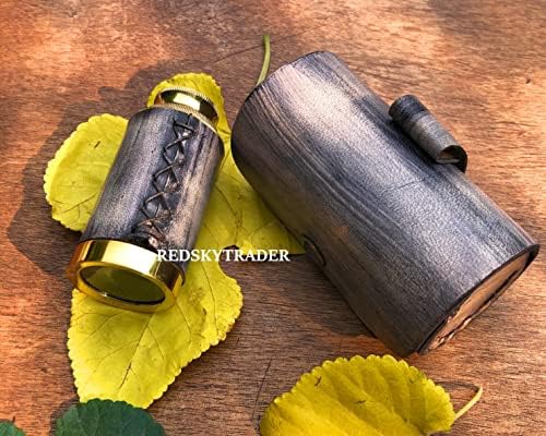 6 Inch Handheld Brass Telescope with Leather Case