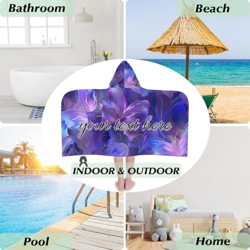 Purple Personalized Kids Beach Towel with Butterfly Design