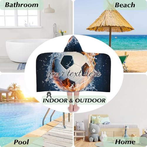 3D Soccer Personalized Kids Beach Towel with Hood