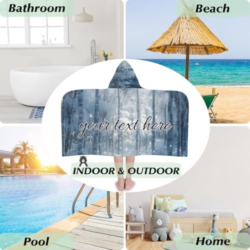 Winter Personalized Kids Beach Towel with Hood