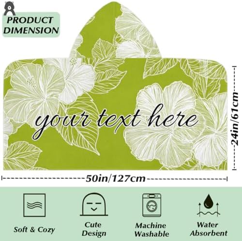 Tropical Hibiscus Personalized Kids Beach Towel