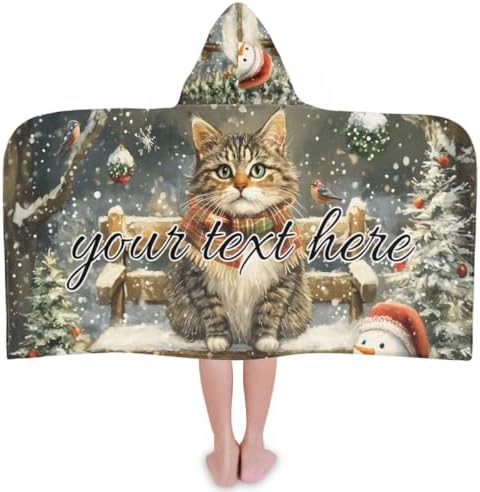 Christmas Cat Personalized Kids Beach Towel for Boys Girls