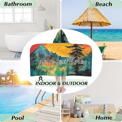 Boho Sun Sunset Mountain Personalized Kids Beach Towel