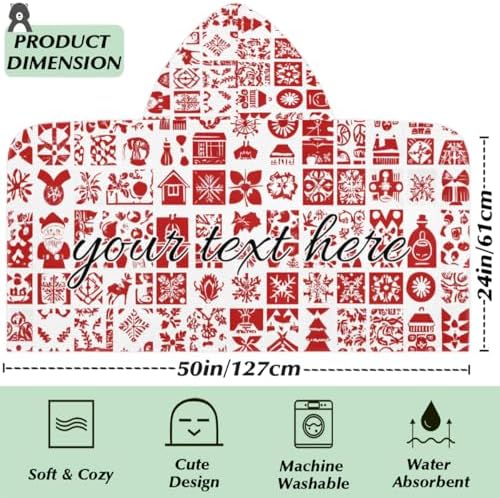 Merry Christmas Personalized Kids Beach Towel with Hood