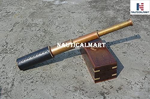 Brown Antique Spyglass Telescope with Box Handmade Collectible