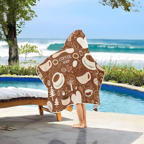 Burbuja Coffee Cups Hooded Bath Towel for Kids