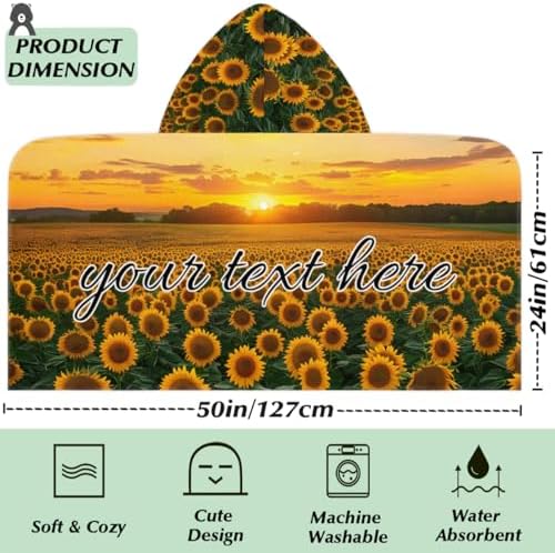 Personalized Kids Hooded Beach Towel for Boys Girls Custom Name Bath Towel