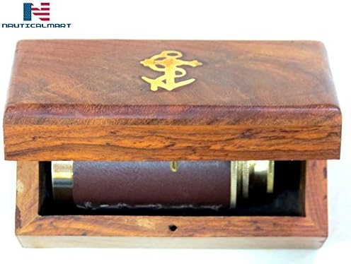 Antique Brass Nautical Telescope 6 Inch Wooden Box Gift