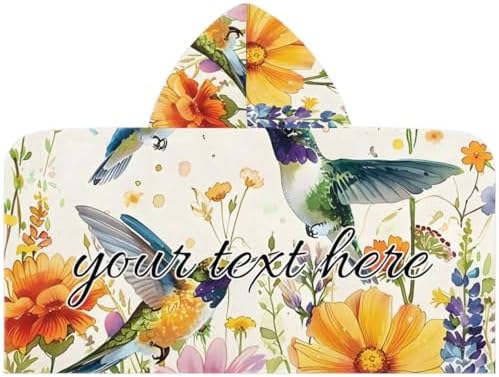 Watercolor Hummingbirds Personalized Kids Beach Towel