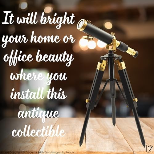 Nautical Desktop Telescope with Brass and Leather Finish