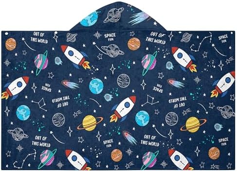 Space Hooded Beach Towel For Kids 30x50
