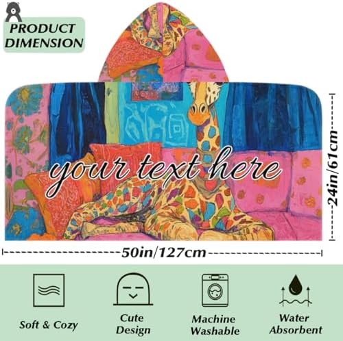 Funny Color Giraffe Personalized Kids Beach Towel