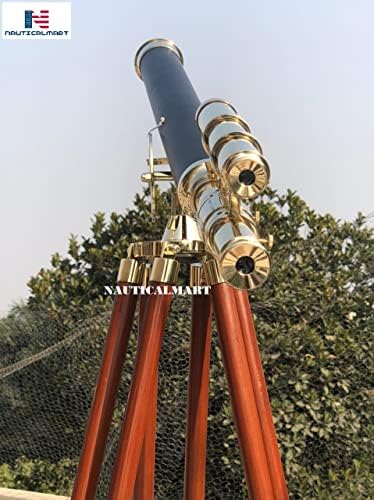 NauticalMart Pirates Navy Floor Standing Telescope Brass Leather Griffith Astro