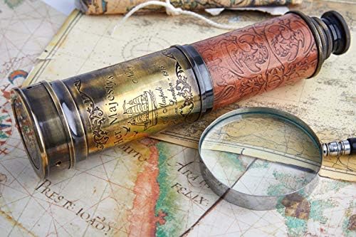 Handcrafted Brass Telescope with Leather Accents