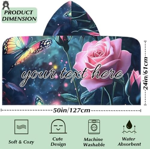 Butterfly Personalized Kids Beach Towel with Hood